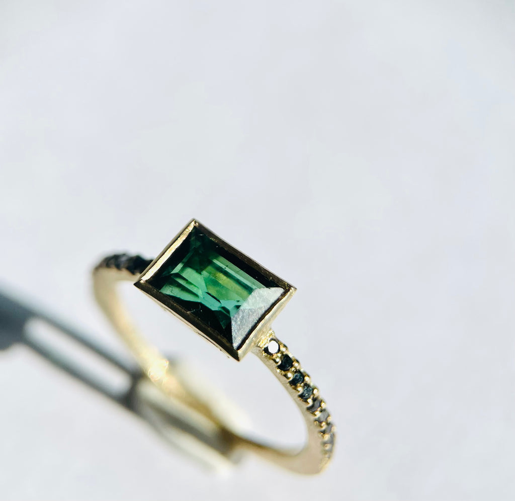 Tourmaline Diamond LO/VE Engagement Ring #rs
